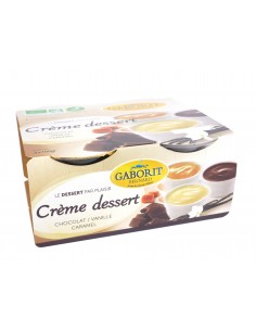Crèmes dessert panachées bio 2 x chocolat 1 x caramel 1 x vanille 4 x 100 g